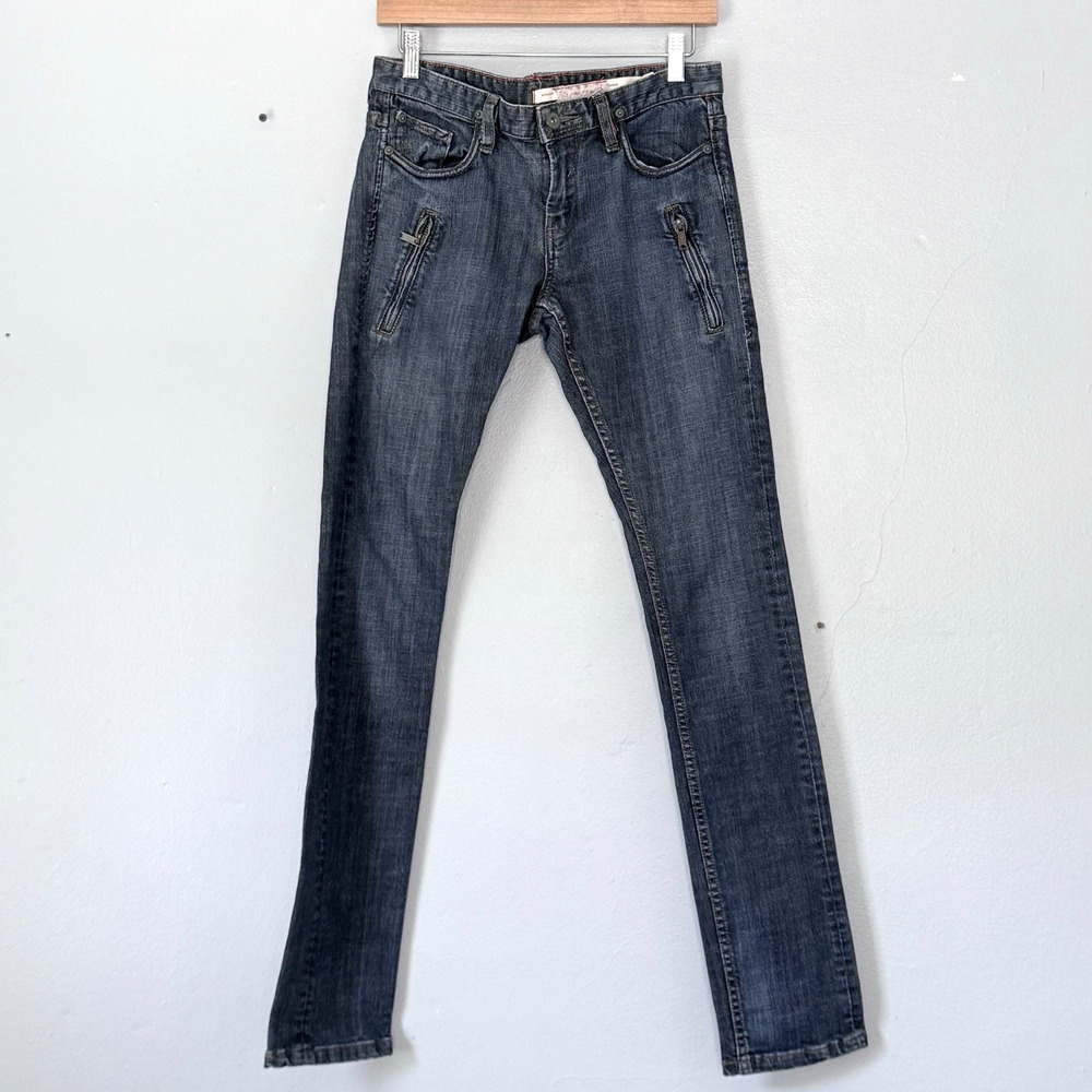 Anthopologie Silence + Noise Jeans Size 29 Dark Wash Zip Pockets Skinny Capsule
